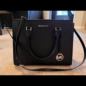 Michael Kors Hope Black Saffiano Leather Large Satchel Bag Crossbody Handbag